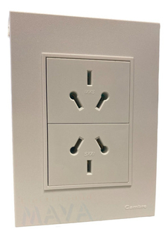 Llave Cambre Bauhaus Toma Doble Vertical Tapa Ribete Blanco en internet