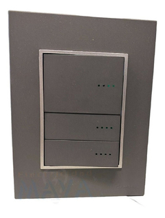 Llave Cambre Bauhaus 3 Puntos Tecla Gris Ribete Aluminio