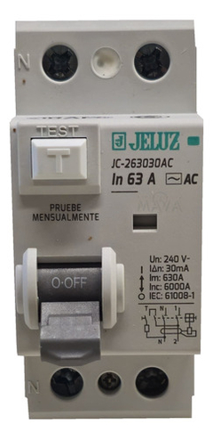 Disyuntor Diferencial Bipolar 63a 2x63 Jeluz