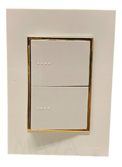 Llave Cambre Bauhaus 2 Teclas Blanco Oro Y Blanco