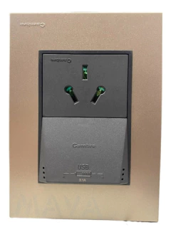 Llave Cambre Toma + Usb Doble Bauhaus Gris Y Champagne - comprar online