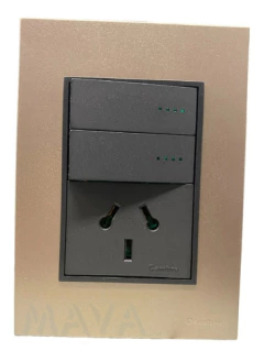 Llave Cambre Bauhaus Doble Punto Y Toma Gris Y Champagne