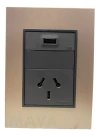 Llave Cambre Bauhaus Toma Usb + 220v Gris Y Champagne