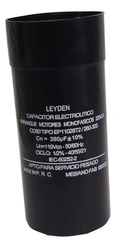 Capacitor Arranque 260-300uf Para Motor Electrico Monofasico