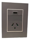 Llave Cambre Bauhaus Toma Usb + 220v Gris Ribete Aluminio