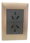 Llave Cambre Sxxii Toma Doble Vertical Gris Y Champagne