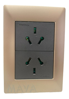 Llave Cambre Sxxii Toma Doble Vertical Gris Y Champagne
