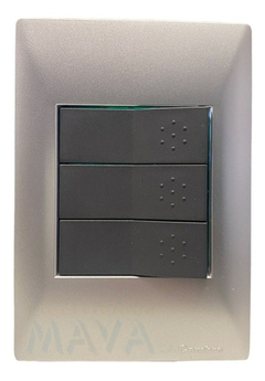 Llave Cambre Siglo Xxii 3 Teclas Puntos Gris Tapa Aluminio