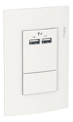 Llave Toma Usb Doble 2.1a Blanco Roda Schneider Armado