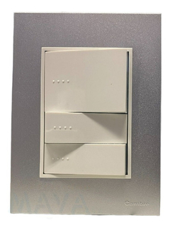 Llave Cambre Bauhaus 3 Teclas Blanco Y Aluminio