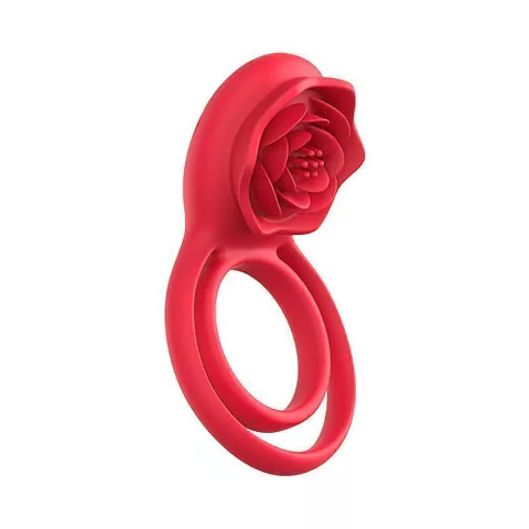 Anel Peniano Duplo com Rosa Estimuladora - 8255 - Preto ou Vermelho