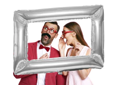 Globo recuadro selfie 34" plateado