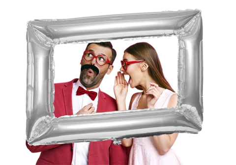 Globo recuadro selfie 34" plateado