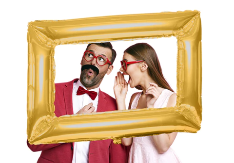 Globo recuadro selfie 34" dorado