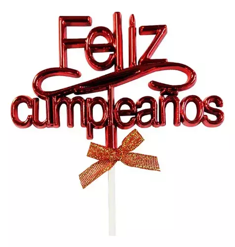 Cake Topper "Feliz Cumpleaños" Rojo