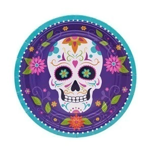 Plato polipapel 17 cm "CALAVERA MEXICANA" x 6 unidades