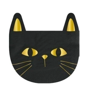 Servilleta forma de "GATO NEGRO STAMPING" x 12 unidades