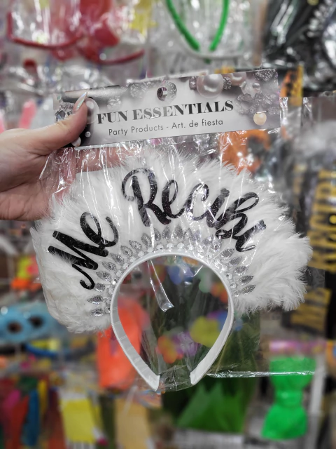 Vincha de plumas "Me Recibí" blanco