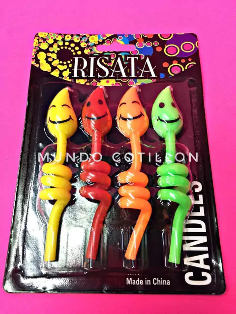 Velas Tirabuzón "SMILE" x4 unidades