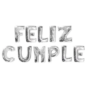Set globos frase "Feliz cumple" plateado - comprar online