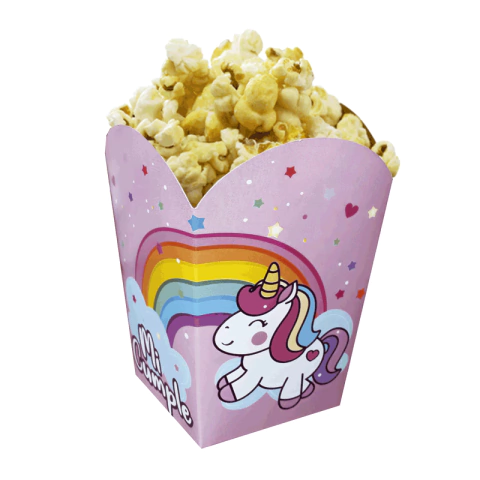 Pochoclera Unicornio arcoiris x 10