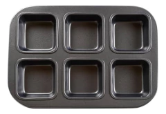 Placa teflón brownie cuadrados x 6 cavidades