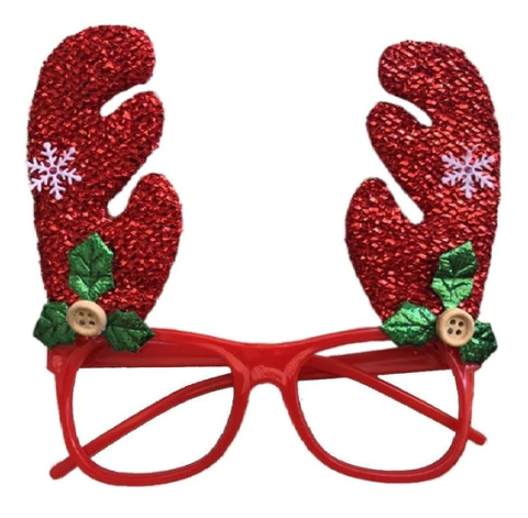 Lentes navideños reno rojo