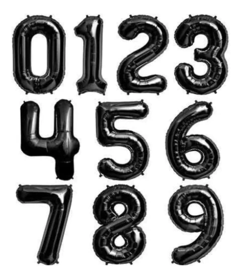 Globo número metalizado negro 16" - comprar online