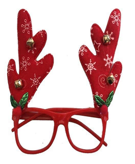Lentes navideños reno rojo cascabeles