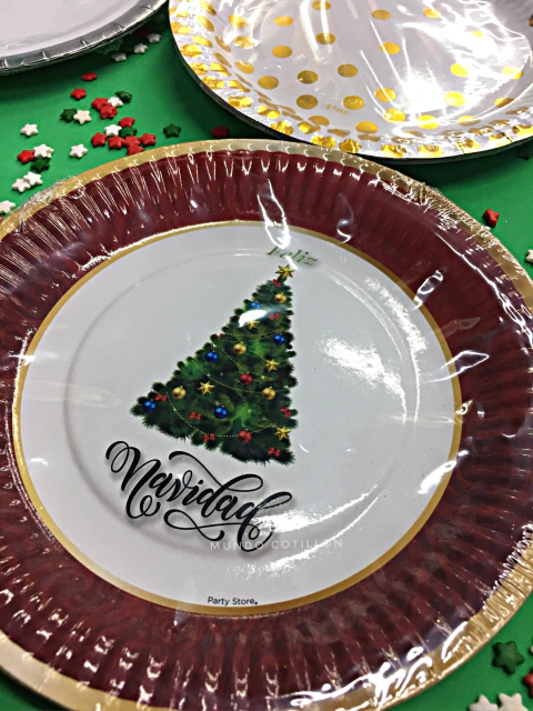 Plato polipapel "Árbol Navidad" x 6 unidades