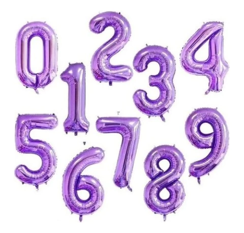 Globo número metalizado violeta 16" - comprar online