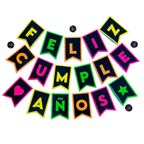 Banderín Felíz Cumpleaños Flúo
