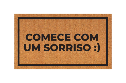 Capacho personalizado: Comece com um sorriso - Tapete em fibra natural de coco
