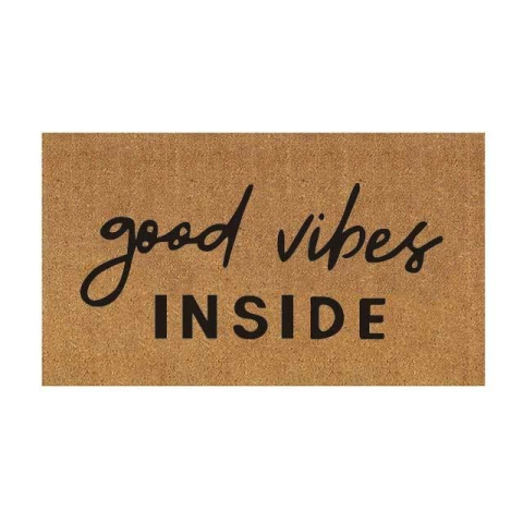 Capacho personalizado: Good vibes inside - Tapete em fibra natural de coco