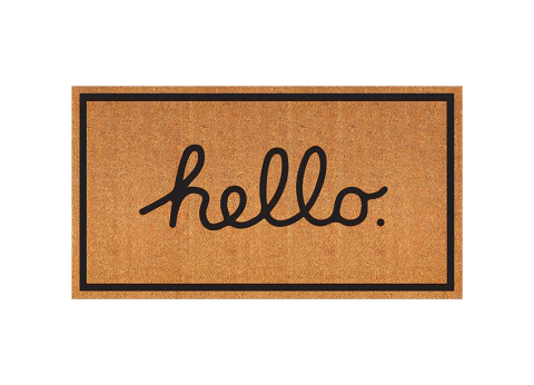 Capacho: hello - Tapete em fibra natural de coco (70x40)
