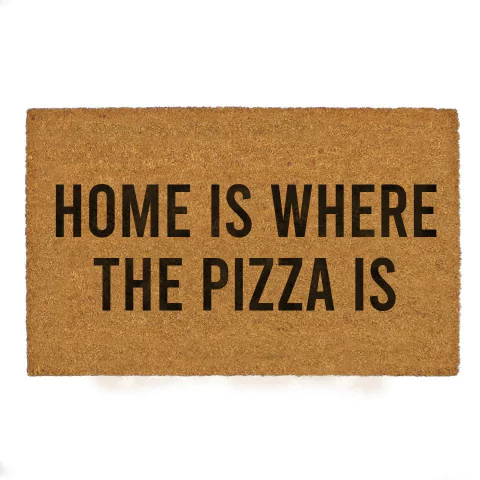 Capacho personalizado: Home is Where The Pizza Is - Tapete em fibra natural de coco