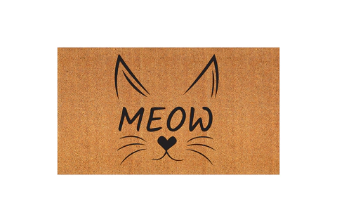 Capacho: meow - desenho - Tapete em fibra natural de coco (70x40)