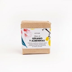 JABÓN VEGETAL ARTESANAL DE ALMENDRAS Y GERANIO 100 g - comprar online