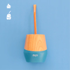 MATE DE MADERA NATURAL COLOR AZUL