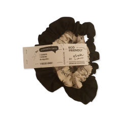 SET 1 GOMITA + 1 VINCHA DE TELA DE ALGODÓN NATURAL Y NEGRO - comprar online