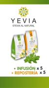 YEVIA STEVIA NATURAL PACK 10 UNIDADES MIXTO HOJAS INFUSION + POLVO REPOSTERÍA
