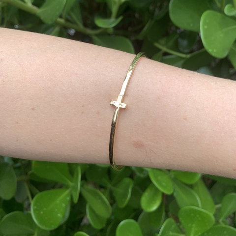 BRACELETE CRUZ METAL DOURADO - comprar online