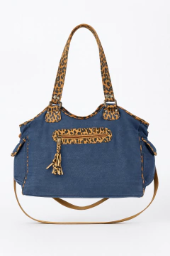 bolso jean con cuero mas cambiador - comprar online
