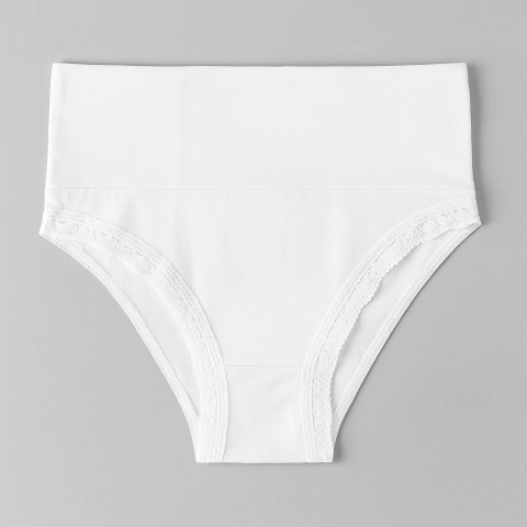 Bombacha estilo trusa blanca alta M con puntilla Petra oulet - comprar online