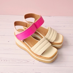 Sandalias New Simona fucsia, rosa y manteca - comprar online
