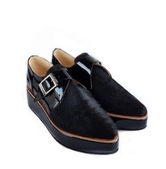 Mocasín Simón Plataforma Pelo Negro - comprar online
