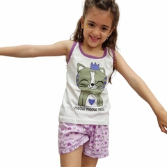 Pijama Remera Y Short Gatito - tienda online
