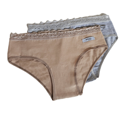 Pack x 2 bombachas teen de algodón con puntilla - comprar online