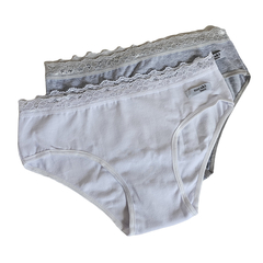 Pack x 2 bombachas teen de algodón con puntilla - tienda online