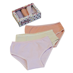 Pack en caja 3 bombachas lisas de nena